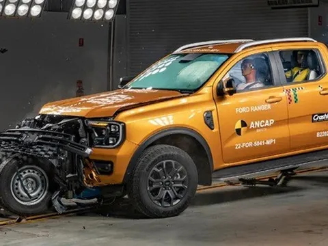 Bài thử đâm va cực mạnh cho thấy Ford Ranger 2023 đạt điểm an toàn tối đa