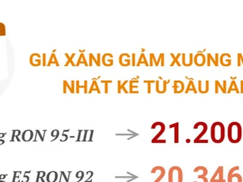 [INFOGRAPHIC] Giá xăng giảm xuống mức thấp kể từ đầu năm 2022