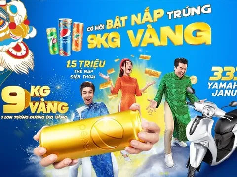Cơ hội trúng 9kg vàng khi bật nắp Pepsi, 7UP và Mirinda