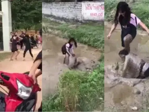 Phẫn nộ cảnh nữ sinh lớp 9 bị bạn cùng trường đánh dã man, nhấn xuống bùn