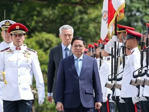 Lễ đón Thủ tướng Phạm Minh Chính thăm chính thức Singapore