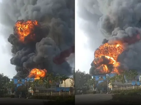 Cháy lớn kèm tiếng nổ tại một công ty dinh dưỡng