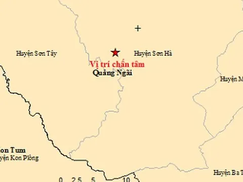 Quảng Ngãi, Kon Tum liên tiếp xảy ra động đất