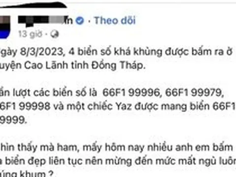 Đồng Tháp xác minh 4 biển số xe 'siêu đẹp' được bấm ra ở huyện Cao Lãnh