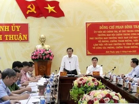 Đoàn công tác Ban Nội chính Trung ương làm việc với tỉnh Bình Thuận