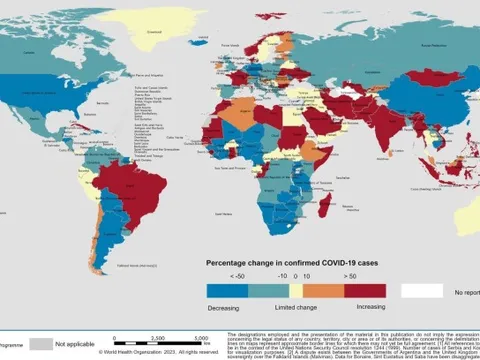 COVID-19: WHO "tô đỏ" gần hết châu Á, có khu vực tăng 481%
