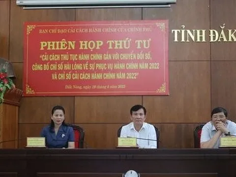 Đắk Nông xếp thứ 2 khu vực Tây Nguyên về chỉ số cải cách hành chính