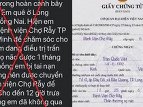 Bệnh viện Chợ Rẫy cảnh báo chiêu lừa đảo kêu gọi tiền từ thiện để 'đưa xác chồng về quê'