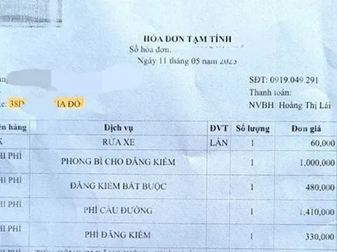 Hà Tĩnh: Xôn xao xung quanh hóa đơn của garage ô tô có dòng chữ ‘phong bì cho đăng kiểm’