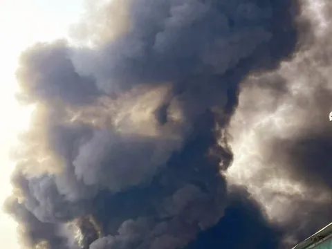 Đồng Nai: Cháy lớn ở xưởng gỗ, cột khói cao hàng trăm mét