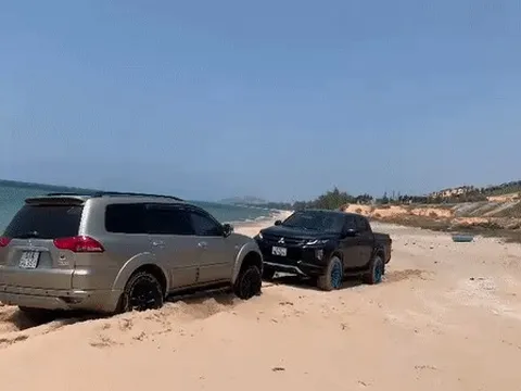 Lái Pajero Sport vào bãi biển rồi sa lầy, chủ xe chia sẻ: 'Bị quen rồi nên thoát cũng nhàn'