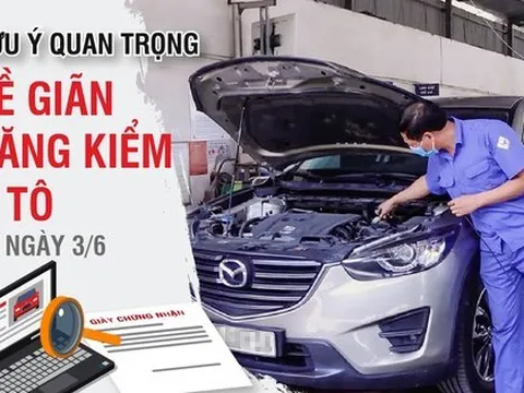 Lưu ý quan trọng về giãn đăng kiểm ô tô từ ngày 3/6