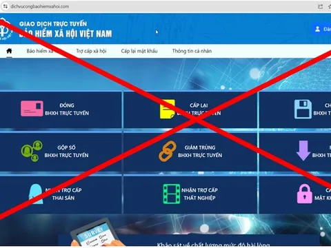 Trang web Cổng dịch vụ công BHXH Việt Nam bị giả mạo