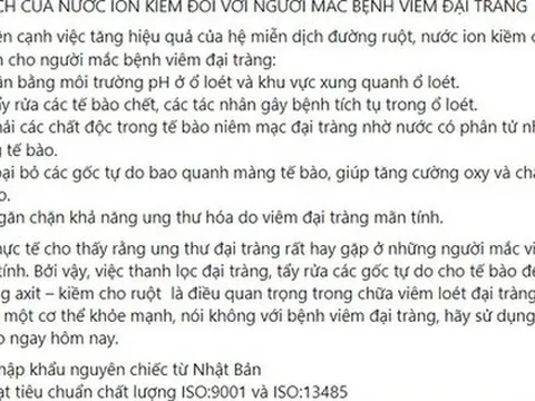 Nước ion kiềm có thực sự tốt cho sức khỏe?