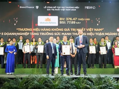 Vietnam Airlines đạt thương hiệu hàng không giá trị nhất Việt Nam