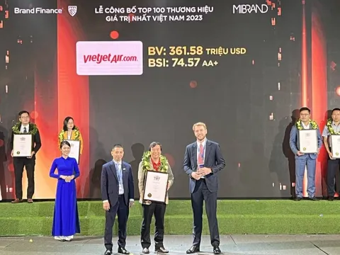 Vietjet là một trong 100 thương hiệu giá trị nhất Việt Nam