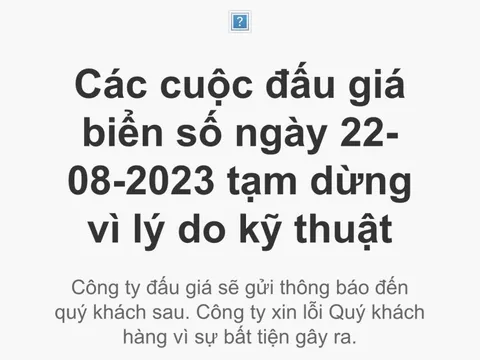 Trang web đấu giá biển số xe thông báo tạm dừng do lỗi kỹ thuật