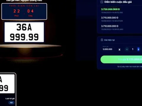 Đang đấu giá nhiều biển số ôtô "VIP" 36A-999.99, 30K-567.89, 51K-888.88