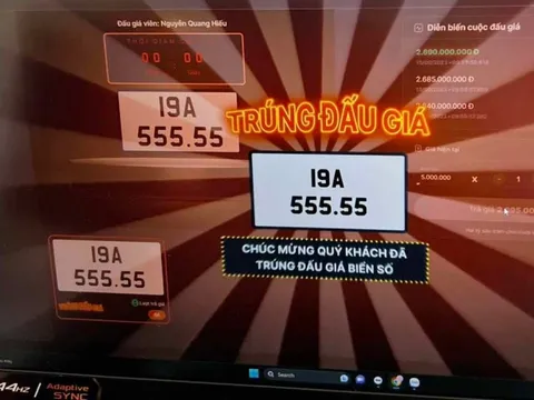 Lộ diện người trúng đấu giá biển số 19A - 555.55 giá 2,69 tỉ đồng