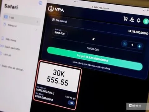 Biển số ô tô ngũ quý được trả hơn 14 tỷ sau 8 phút đấu giá