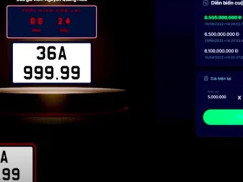 Biển "siêu đẹp" tỉnh Thanh Hoá 36A-999.99 "chốt" giá 7,47 tỉ đồng