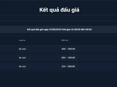 Đấu giá biển số xe "siêu đẹp": Biển 68A-299.99 giá 2,55 tỉ đồng