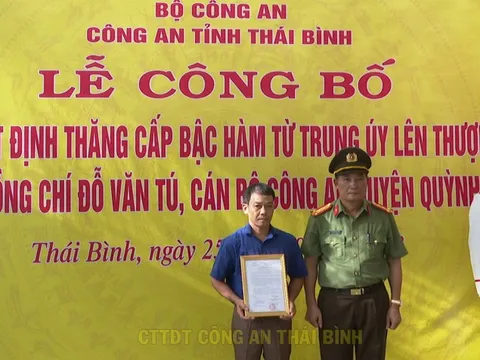 Trao quyết định truy thăng cấp bậc hàm đối với Trung úy Công an hi sinh khi làm nhiệm vụ
