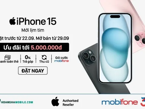 iPhone 15 giá từ 21.490.000đ khi mua gói cước độc quyền từ MobiFone