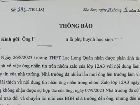 Bố phản ánh về thu chi, con bị nhà trường "từ chối giáo dục", "phải nghỉ học"