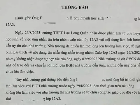 Vụ bố phản ánh, con bị "từ chối giáo dục": Trường nói chỉ “doạ” để phụ huynh lên làm việc