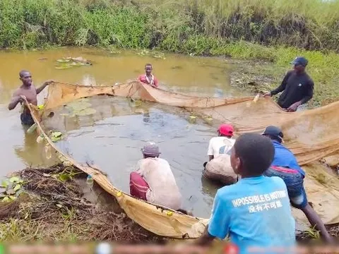 Đi ngang thấy tốp đàn ông cởi trần lội nước, chủ trang trại người Việt ở Angola vội xuống thương lượng