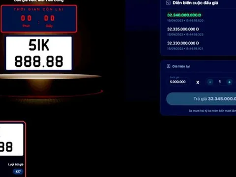 "Đại gia" đấu giá 2 biển số xe "siêu đẹp" 51K-888.88 và 30K-567.89 với hơn 45 tỉ đồng đã bỏ cọc