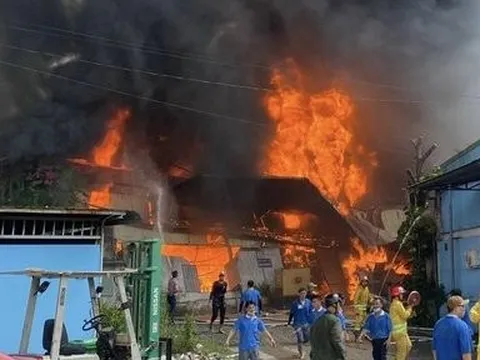 Bình Dương: Công ty gỗ cháy lớn, công nhân lo mất việc dịp cận Tết