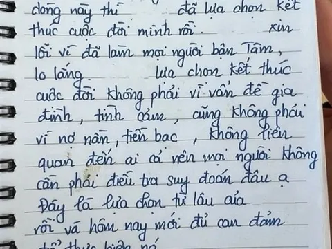Tìm thấy thi thể nam thanh niên để lại di thư "con là đứa bất hiếu"