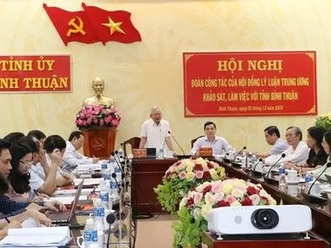 Đoàn công tác Hội đồng Lý luận Trung ương làm việc với tỉnh Bình Thuận