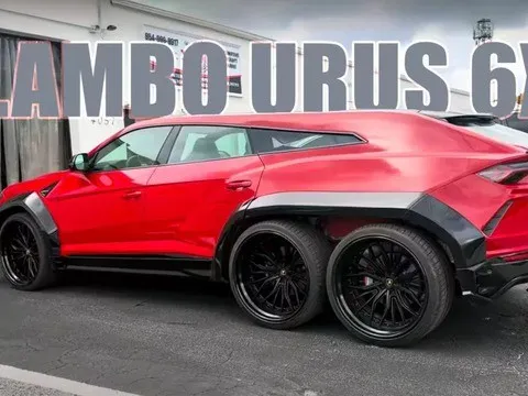 Dân chơi đầu tiên thế giới cho mổ xẻ nguyên chiếc Lamborghini Urus độ thành 6 bánh