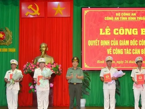 Công an Bình Thuận điều động, bổ nhiệm 6 cán bộ chủ chốt