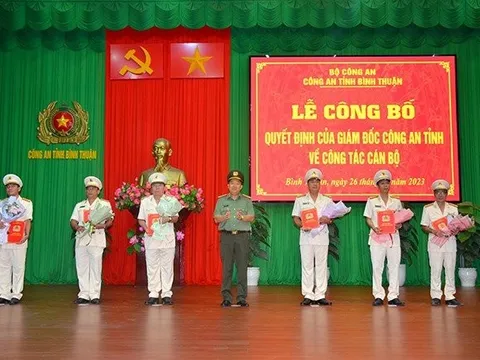 Công an tỉnh Bình Thuận điều động, bổ nhiệm cán bộ đơn vị, địa phương