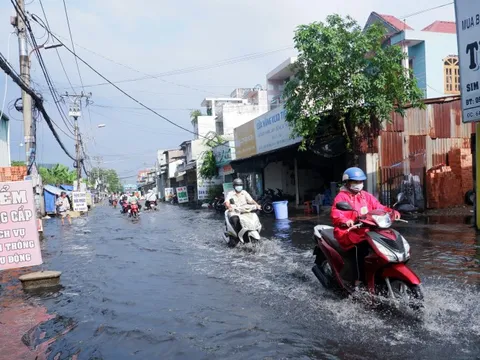 TPHCM: Mưa trái mùa chiều cuối năm, hầm chui Tân Tạo ngập úng