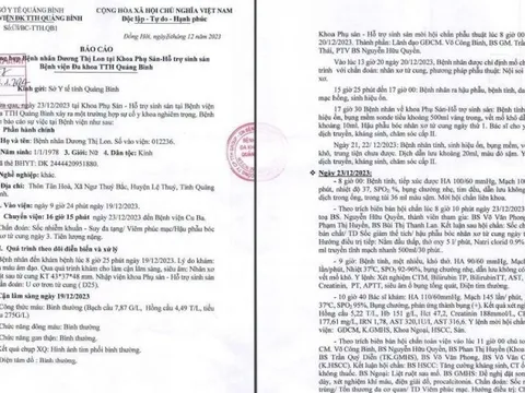 Bệnh nhân tử vong sau khi mổ bóc u xơ tử cung tại bệnh viện TTH Quảng Bình