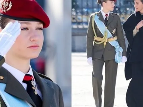 "Nàng công chúa xinh đẹp nhất châu Âu" xuất hiện đĩnh đạc trong bộ quân phục hoàng gia, lần đầu tiên trong đời tham dự sự kiện đặc biệt