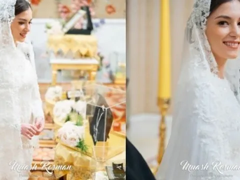 Cô dâu của Hoàng tử Brunei tiếp tục "đốn tim" dân mạng vì xuất hiện như nữ thần với bộ váy cưới đẹp tựa trong mơ