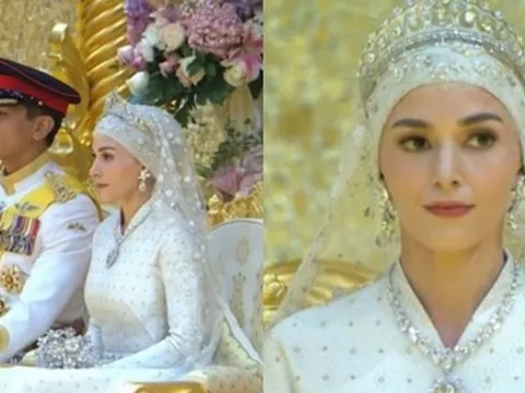 Cô dâu của hoàng tử "hot" nhất châu Á lại gây sốt trong dáng vẻ yêu kiều, hôn lễ xa hoa tổ chức trong cung điện dát vàng 1.800 phòng