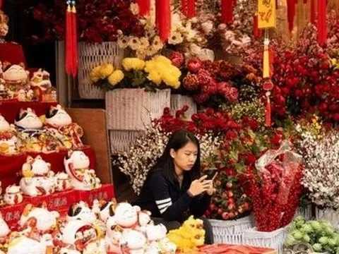 Phố Hàng Mã rực sắc đỏ, báo hiệu Tết đã cận kề