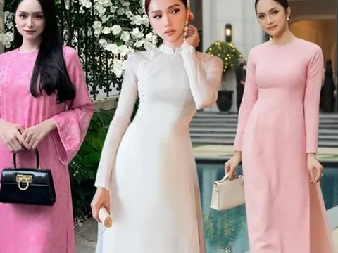 Hương Giang diện áo dài Tết: Hết xách túi vài trăm triệu lại diện cao gót siêu khủng