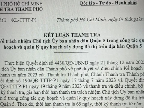 Vì sao thanh tra trách nhiệm Chủ tịch UBND quận 5?