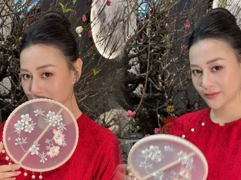 Phương Oanh gia nhập "hội chị em showbiz" thích diện áo dài ngày Tết, bà bầu 6 tháng vẫn cực xinh