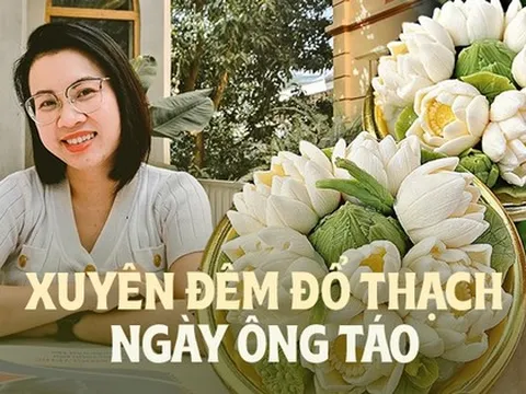Nghỉ việc văn phòng ở tuổi 35, người phụ nữ học làm mâm lễ bằng rau câu, "trúng đậm" ngày đưa ông Táo