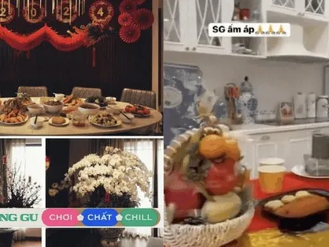 Lệ Quyên và Lâm Bảo Châu khoe Tết ông Công ông Táo trong không gian nhà lộng lẫy, hội nổi tiếng cũng hăng hái gia nhập "đường đua"