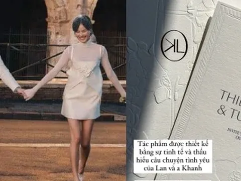 Hé lộ thiệp cưới sang xịn của sao nữ Vbiz lên xe hoa với chồng bác sĩ vào tháng 3